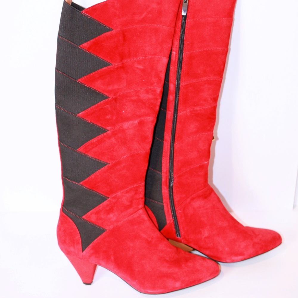 J. Renee Vintage Red Suede Boots Size (7.5)